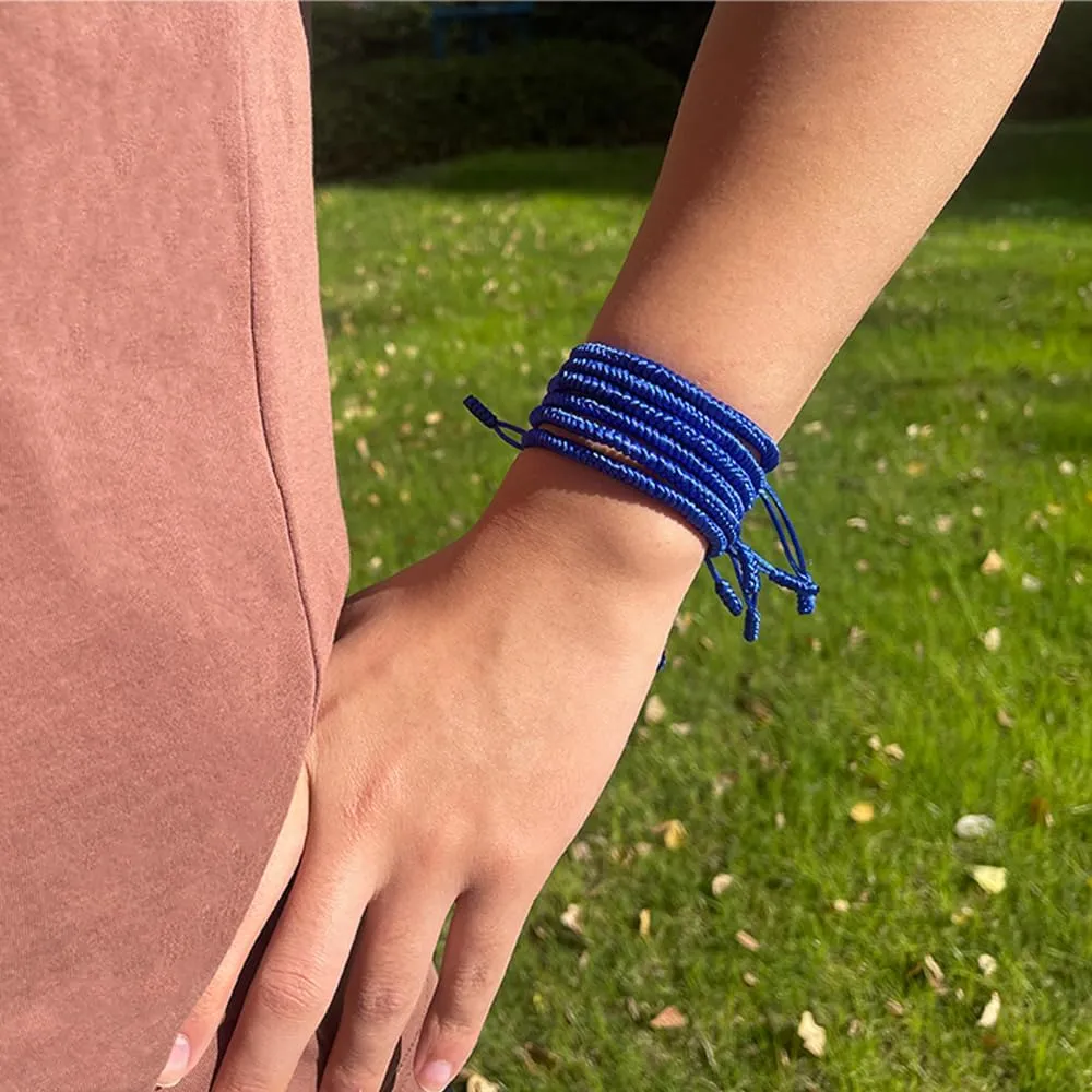 6PCS Blue Friendship Bracelets Bulk Blue Braided Bracelet for Women Men Handmade Adjustable Woven Blue String Bracelet