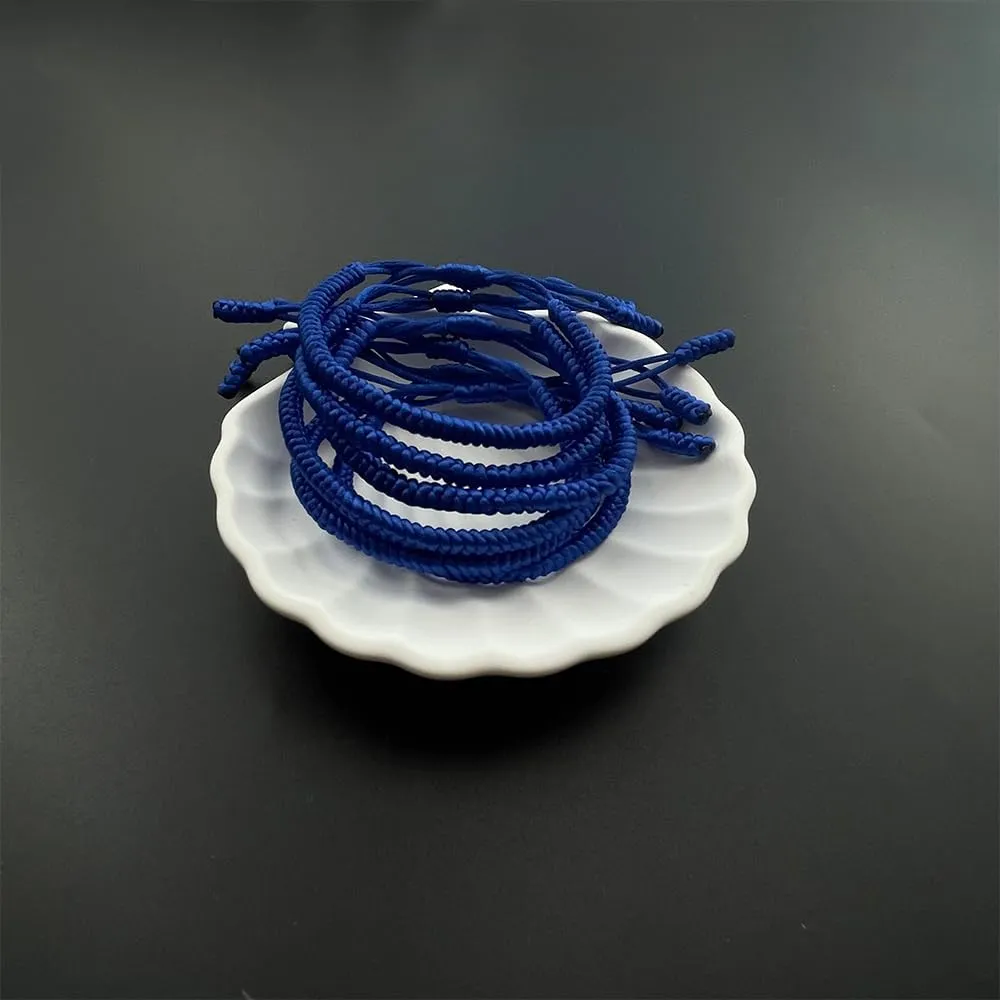 6PCS Blue Friendship Bracelets Bulk Blue Braided Bracelet for Women Men Handmade Adjustable Woven Blue String Bracelet