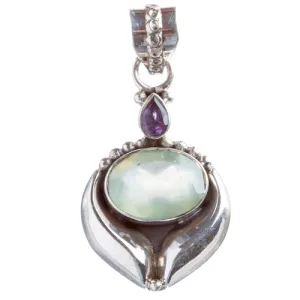 925 Sterling Silver Natural Gemstones Amethyst Pendant FJSVP2090