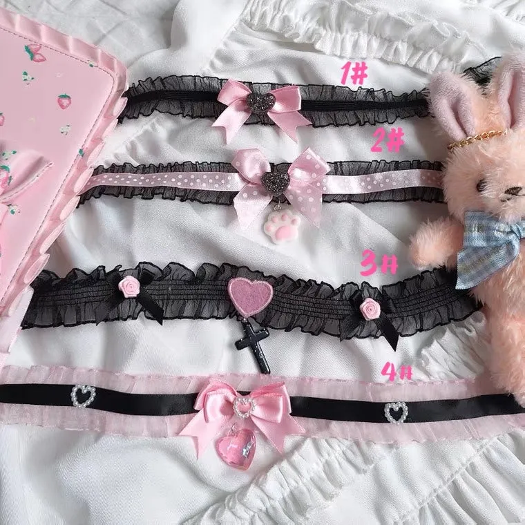 BLACK AND PINK CUTE LOLITA CAT PAW CHOKER BY90160