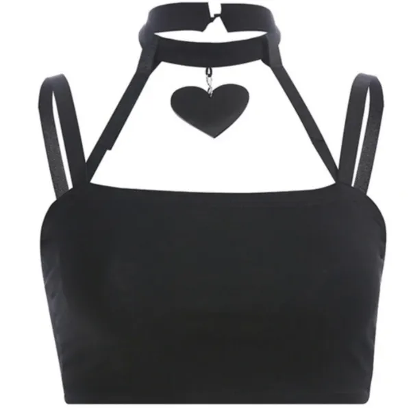 Black Heart Choker Top