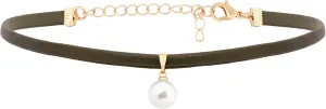 Dark Green Dainty Faux Leather Chain Imitation Pearl Drop Choker Necklace Jewelry for Women, Simple Green Chokers Necklaces Accessories Romantic Gifts for Women Trendy Stuff