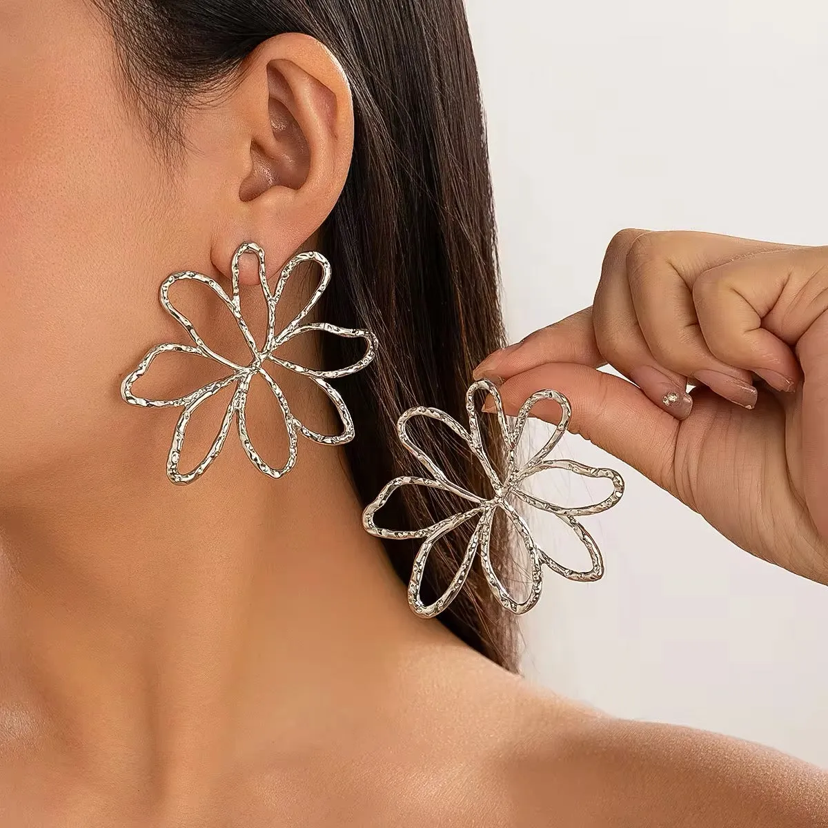 Floral Beauty Exaggerated Big Flower Drop Earrings