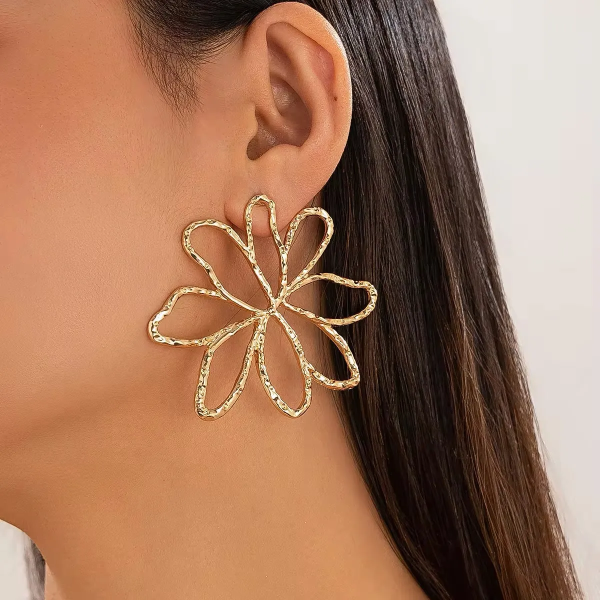 Floral Beauty Exaggerated Big Flower Drop Earrings