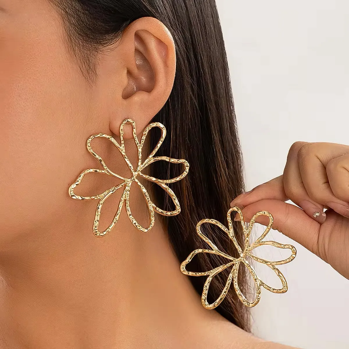 Floral Beauty Exaggerated Big Flower Drop Earrings
