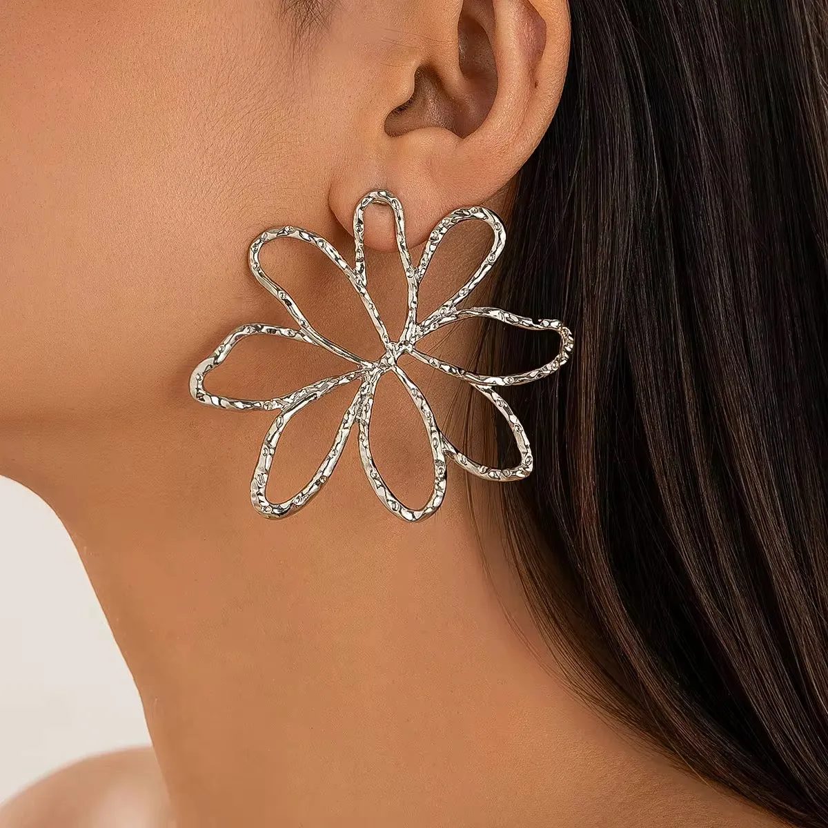 Floral Beauty Exaggerated Big Flower Drop Earrings