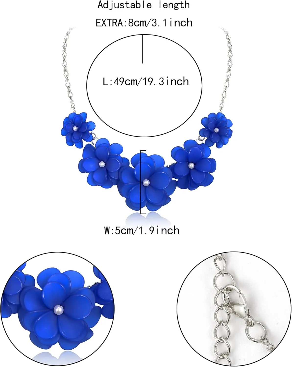 Flyonce Flower Collar Necklace, Floral Flowers Statement Summer Beach Chokers Necklaces for Women