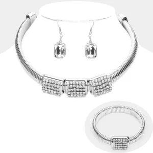 iLLASPARKZ Chunky Stone Embellished Choker Necklace / Bracelet Set