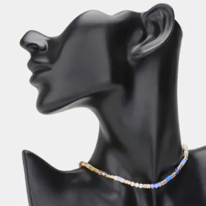 iLLASPARKZ Faceted Beads Metal Heishi Beaded Choker Necklace