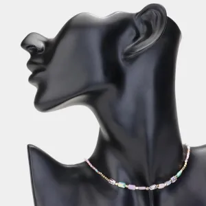 iLLASPARKZ Faceted Rectangle Beaded Choker Necklace