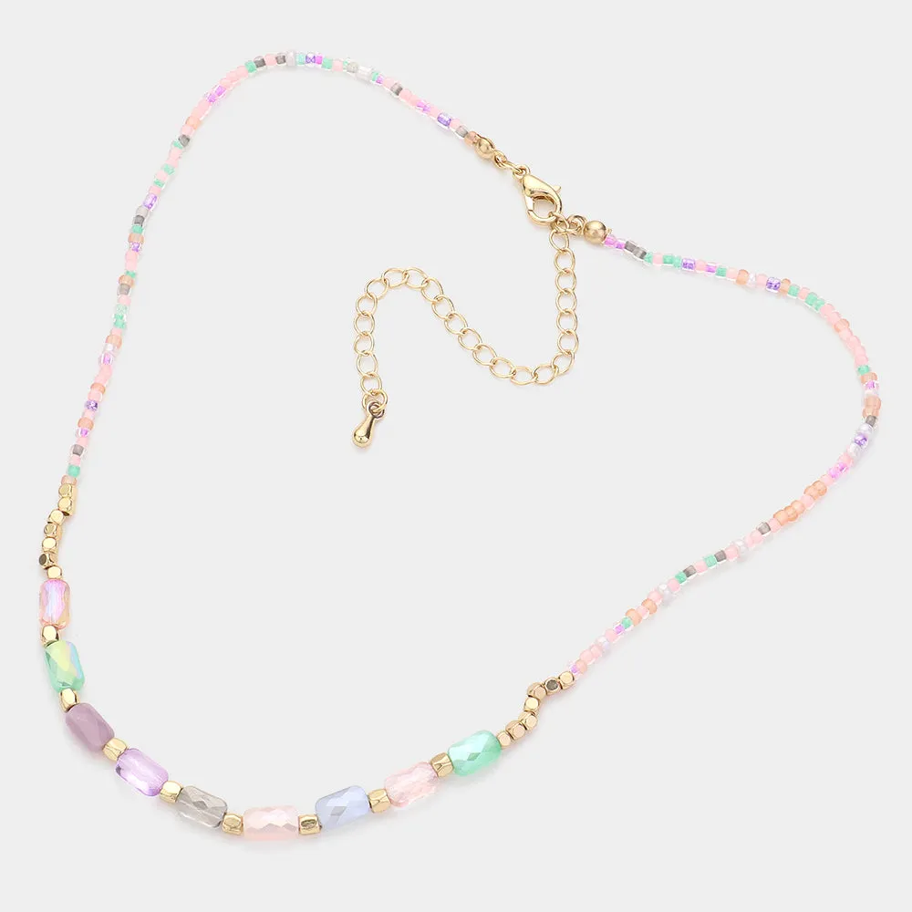iLLASPARKZ Faceted Rectangle Beaded Choker Necklace