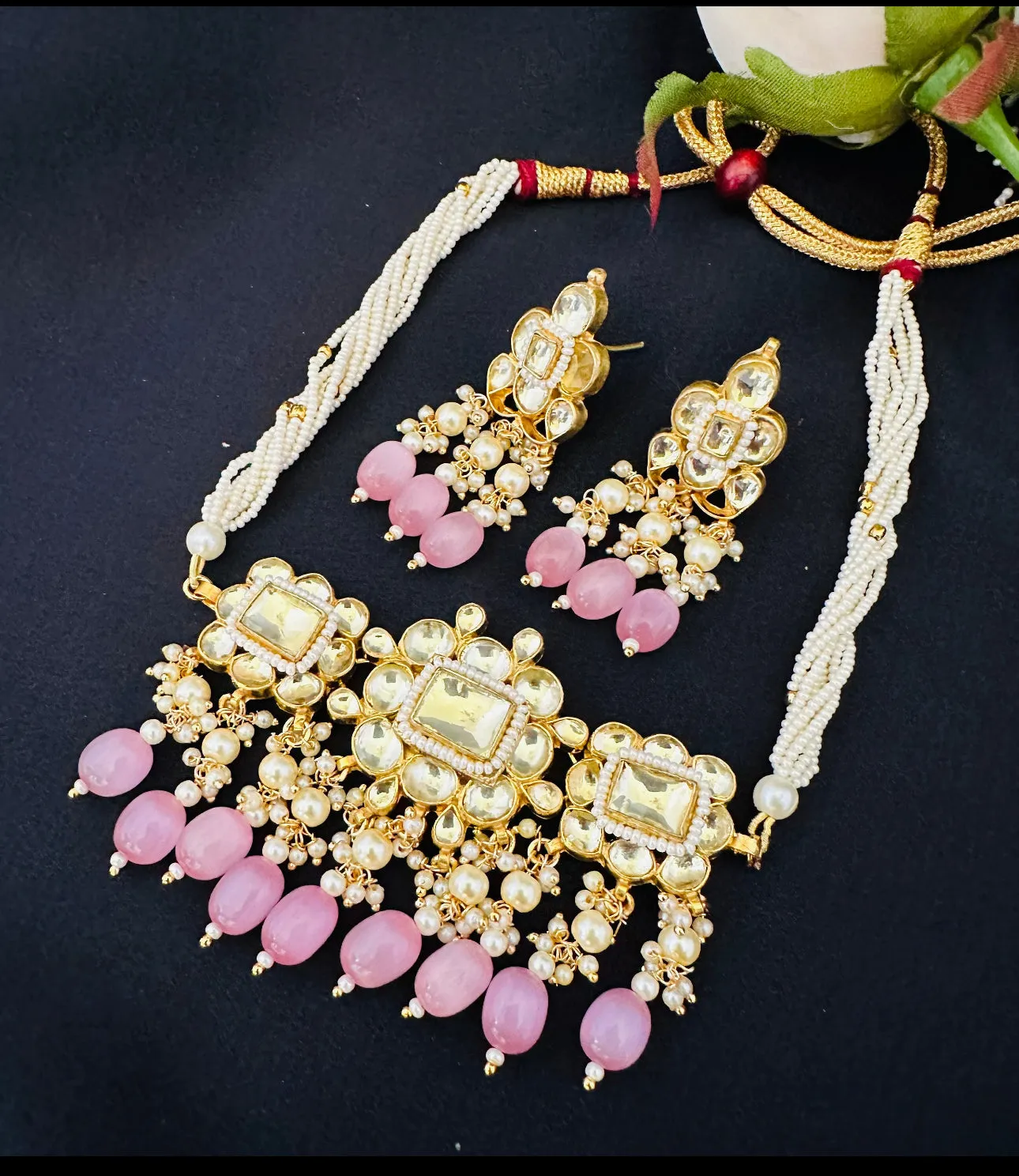 Pink Pearl Kundan Choker Set