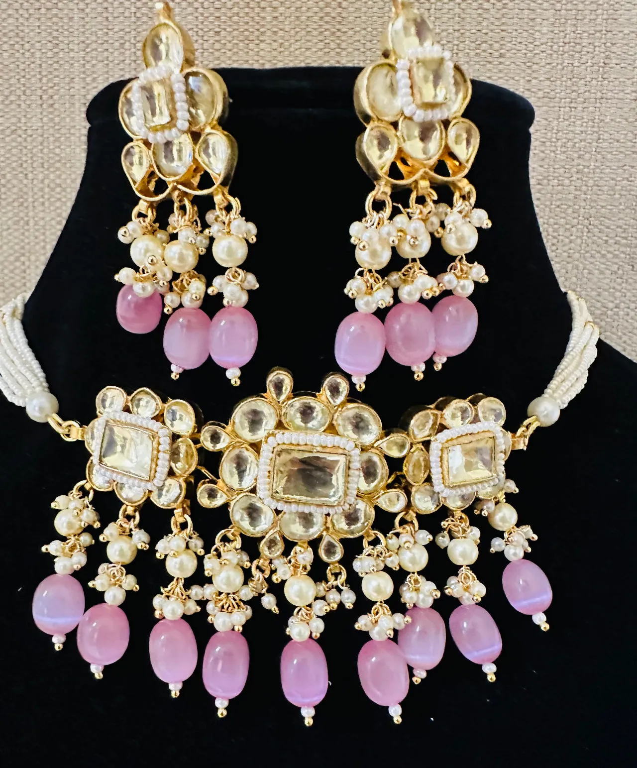 Pink Pearl Kundan Choker Set
