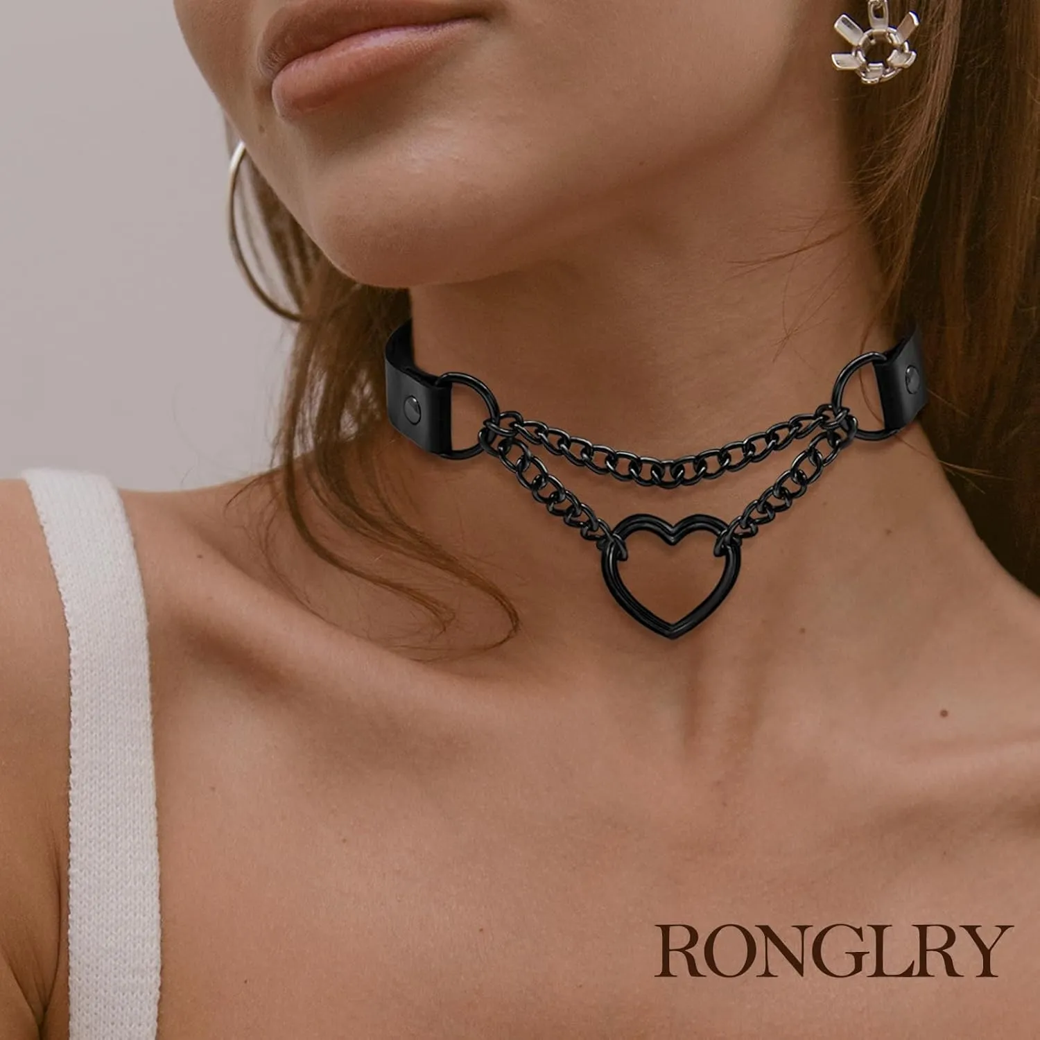Ronglry Black Velvet Choker Necklace for Women - Adjustable Layered Goth Chokers for Party, Cosplay & Gift
