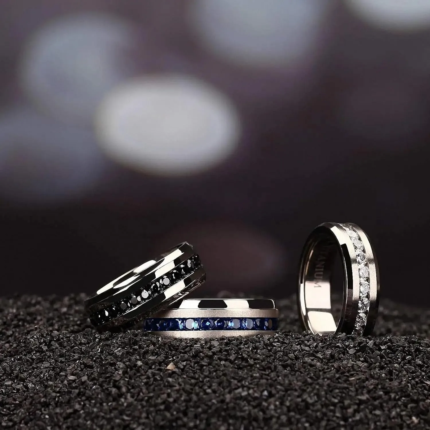 Titanium Rings for Men Women Silver Color CZ Wedding Band Engagement Ring Couple Ring