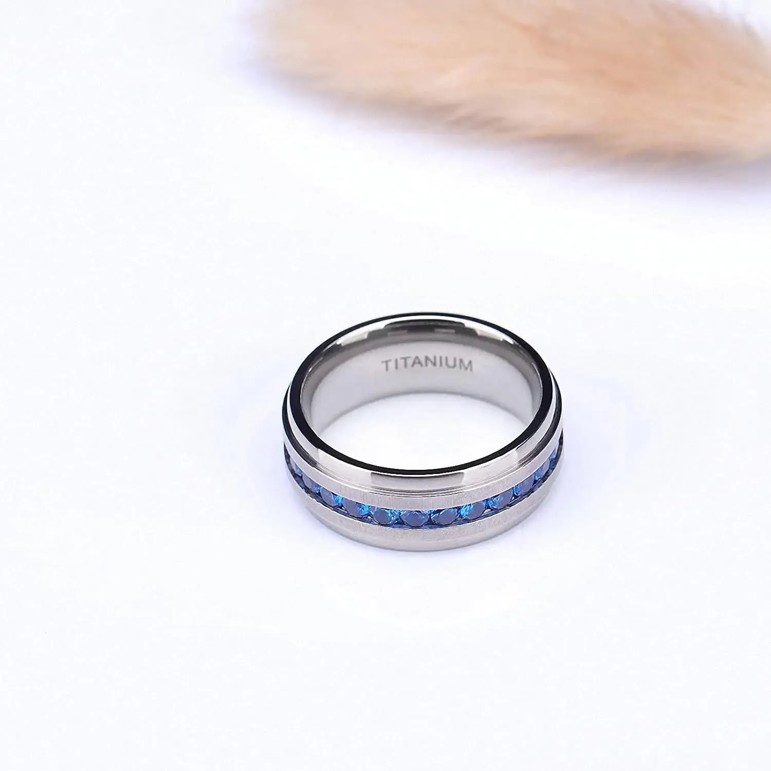 Titanium Rings for Men Women Silver Color CZ Wedding Band Engagement Ring Couple Ring