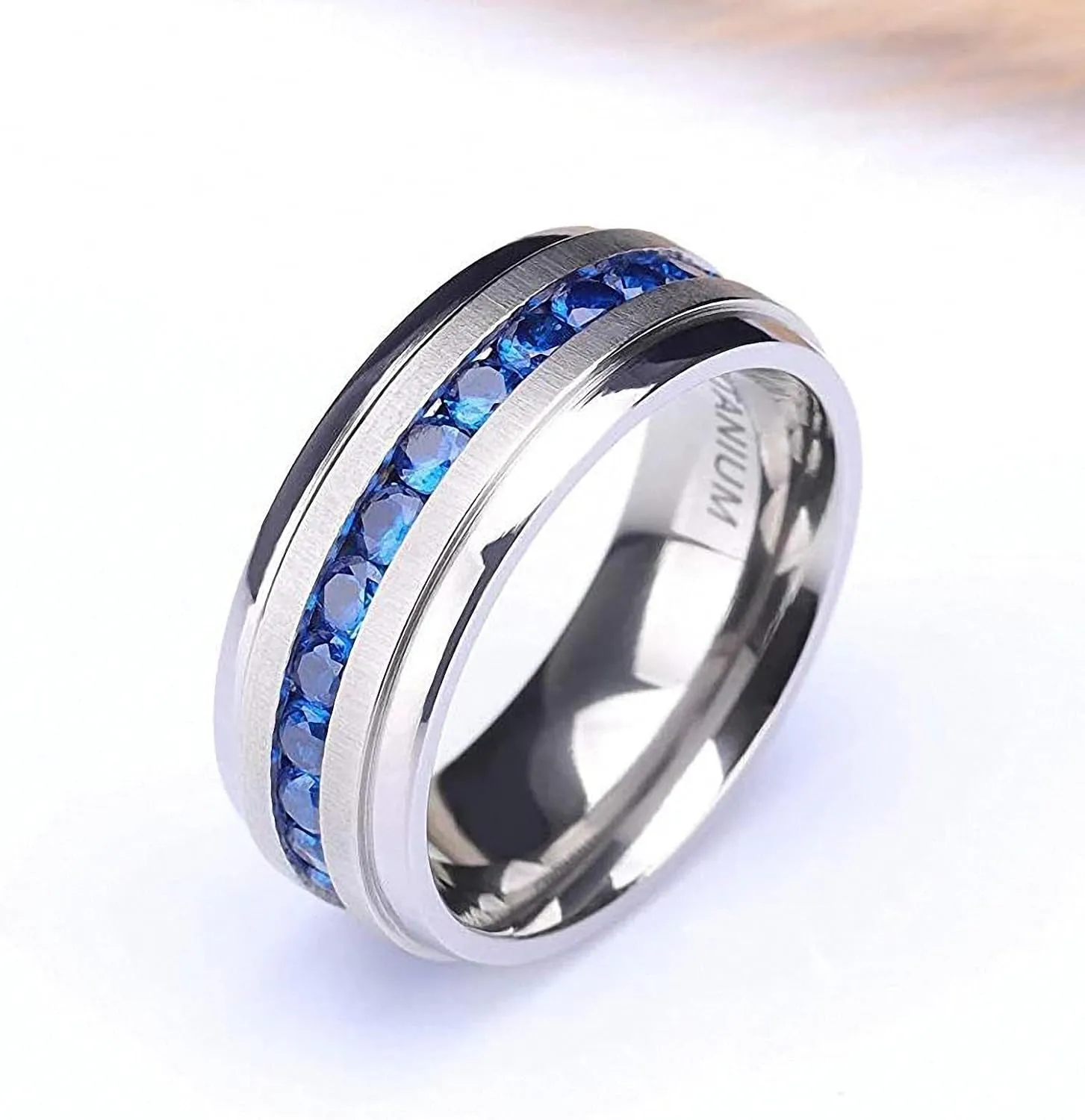 Titanium Rings for Men Women Silver Color CZ Wedding Band Engagement Ring Couple Ring