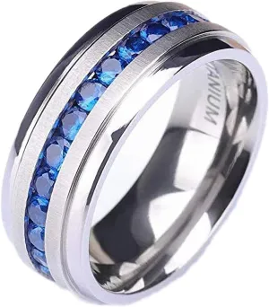 Titanium Rings for Men Women Silver Color CZ Wedding Band Engagement Ring Couple Ring