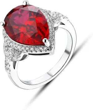 Womens Sterling Silver Rings,Red Ruby Rings for Women Girls,925 Silver Rings Dainty July Birthstone Ring Ruby Heart Round Square Butterfly Rings Red Gemstone Jewelry Gifts for Her Birthday